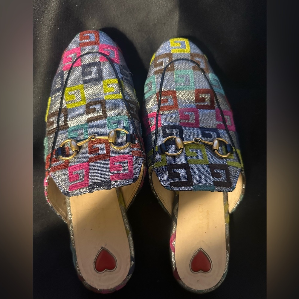 GUCCI
Velvet Lurex Square G Womens Princetown Slippers